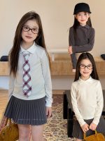 【100-170】トップス 女の子 折り襟 ストレッチ シンプル - 画像 (2)