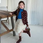 【100-170】セーター 女の子 ドット柄 ジャカード ボタン - 画像 (8)