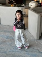 【90-130】長袖Tシャツorスウェットパンツ 女の子 レース付き プリント - 画像 (4)