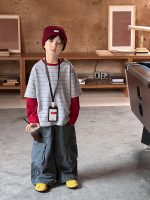 【90-170】長袖Tシャツ 男の子 ボーダー 切り替え コットン 韓国風 ストリート - 画像 (16)