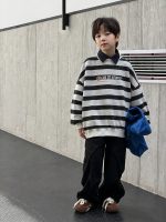 【100-170】トレーナー 男の子 配色 ボーダー柄 ゆったり カジュアル - 画像 (4)