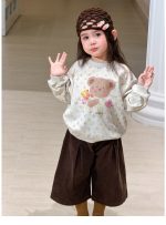 【80-140】トレーナーor8分丈パンツ 女の子 コーデュロイ 花柄 くまモチーフ - 画像 (11)