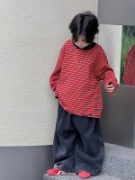 【100-160】長袖Tシャツ 男の子 ボーダー柄 レトロ 合わせやすい - 画像 (6)