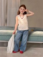 【90-140】二点セット 女の子 チェリー柄 可愛い 通気性 タンクトップ&カーディガン - 画像 (9)