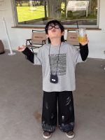 【90-160】パーカー ズボン フェイク 切り替え 長袖 韓国風 カジュアル 男の子 - 画像 (4)