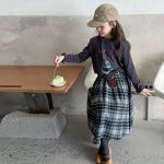 【100-170】長袖Tシャツorスカート 女の子 チェック柄 レトロ - 画像 (6)