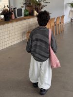 【90-160】Tシャツ ストライブ ラウンドネック 長袖 男の子 - 画像 (3)