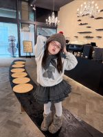 【80-140】パーカーorスカート 女の子 わんちゃんプリントマフラー付き - 画像 (3)