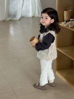 【73-110】ベスト トップス レギンス ニット 長袖 花柄 女の子 - 画像 (8)