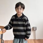 【90-160】ポロニット 男の子 ボーダー柄 韓国風 プレッピー - 画像 (7)