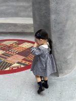 【90-140】ワンピース 女の子 チェック柄 ナチュラル ガーリー レトロ風 - 画像 (3)