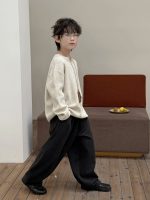 【90-160】セーター ズボン ニット Vネック 長袖 ゆったり 無地 男の子 - 画像 (5)