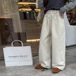 【100-170】パンツ 女の子 無地 ウォッシュ加工 ストレートパンツ - 画像 (6)