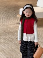 【90-140】ニットベスorパンツ 女の子 レース 韓国風 ガーリー 花柄 - 画像 (7)