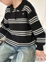 【90-160】ポロニット 男の子 ボーダー柄 韓国風 プレッピー - 画像 (13)