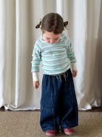 【73-120】トップスorパンツ 女の子 ボーダー柄 フード付き - 画像 (4)