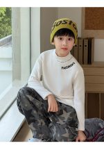 【100-160】長袖トップス 男の子 英字刺繍 モックネック 着回しやすい - 画像 (3)