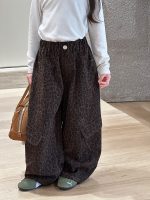 【100-170】パンツ 女の子 レオパード レトロ カジュアル - 画像 (3)