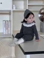 【73-100】トップス ズボン フリル 折り襟 韓国風 女の子 - 画像 (3)