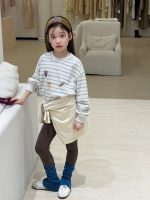 【100-170】長袖Tシャツ 女の子 ボーダー柄 プリント ゆったり - 画像 (3)
