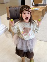 【80-140】トレーナーor8分丈パンツ 女の子 コーデュロイ 花柄 くまモチーフ - 画像 (3)