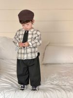 【73-110】二点セット シャツ+ズボン ネクタイ付き チェック柄 男の子 - 画像 (5)