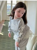 【80-130】トレーナーorパンツ 女の子 リボン ガーリー