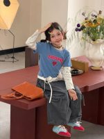 【100-160】長袖Tシャツ 女の子 韓国風 レイヤード風 プリント - 画像 (6)