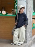 【100-170】長袖Tシャツ 男の子 ボーダー袖 レイヤード風 英字プリント - 画像 (14)