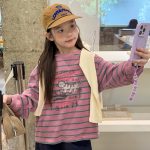 【100-170】長袖Tシャツ 女の子 ボーダー柄 グラフィティ ゆったり - 画像 (7)