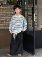 【90-160】セーター ズボン 折り襟 ストライブ 長袖 カジュアル 男の子 - 画像 (2)