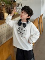【90-160】パーカー ラウンドネック 長袖 プリント カジュアル 男の子 - 画像 (3)