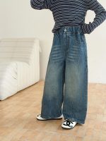 【100-170】パンツ 女の子 デニム ウォッシュド カジュアル - 画像 (4)