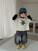 【73-110】Tシャツ ズボン フェイク 切り替え ストライブ デニム 男の子 - 画像 (6)