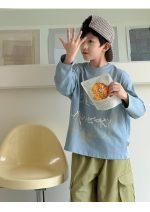 【100-160】長袖Tシャツ 男の子 ダメージ加工 英字プリント ゆったり - 画像 (13)