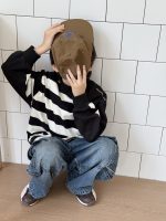 【90-160】長袖トップス 男の子 ボーダー柄 韓国風 ゆったり カジュアル - 画像 (5)