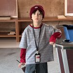 【90-170】長袖Tシャツ 男の子 ボーダー 切り替え コットン 韓国風 ストリート - 画像 (2)