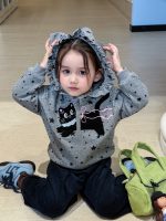 【80-140】アウターorインナーor8分丈パンツ 女の子 おしゃれ 猫柄 星モチーフ