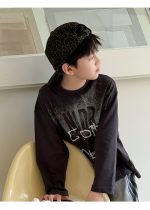 【100-160】長袖Tシャツ 男の子 ダメージ加工 英字プリント ゆったり - 画像 (11)