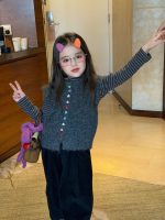【90-140】ニットベストorボーダートップスorワイドパンツ 女の子 韓国風 カジュアル - 画像 (10)