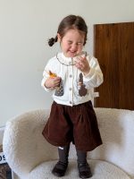 【73-120】トップスorパンツ 女の子 コーデュロイ ウサギ - 画像 (3)