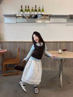 【100-170】長袖Tシャツ 女の子 レイヤード ストレッチで快適 - 画像 (4)