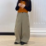 【100-170】パンツ 女の子 カーゴパンツ ゆったり 韓国風 - 画像 (8)