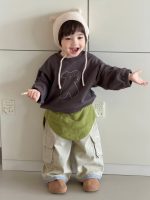 【73-110】パーカー 長袖 シンプル プリント 男の子 - 画像 (2)