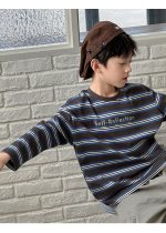 【100-160】長袖Tシャツ 男の子 カジュアル ボーダー柄 ゆったり - 画像 (10)