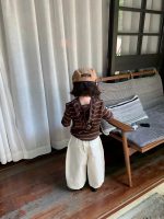 【90-140】パーカーorワイドパンツ 女の子 ボーダー柄 フード付き カジュアル - 画像 (4)