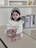 【73-110】パーカー レギンス ラッフルカラー プリント 女の子 - 画像 (2)