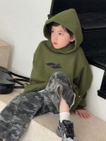 【90-150】パーカー 男の子 英字プリント 韓国風 ストリート カジュアル - 画像 (3)