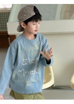 【100-160】長袖Tシャツ 男の子 ダメージ加工 英字プリント ゆったり - 画像 (10)