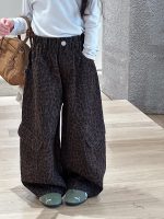 【100-170】パンツ 女の子 レオパード レトロ カジュアル - 画像 (2)